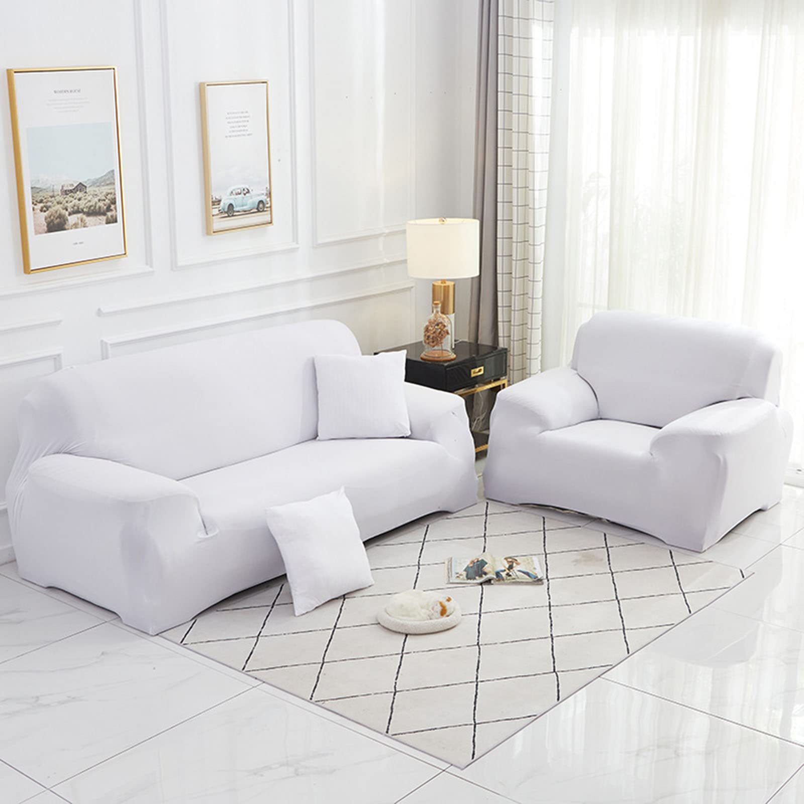 Housse de canapé extensible blanche : finis les plis et glissements