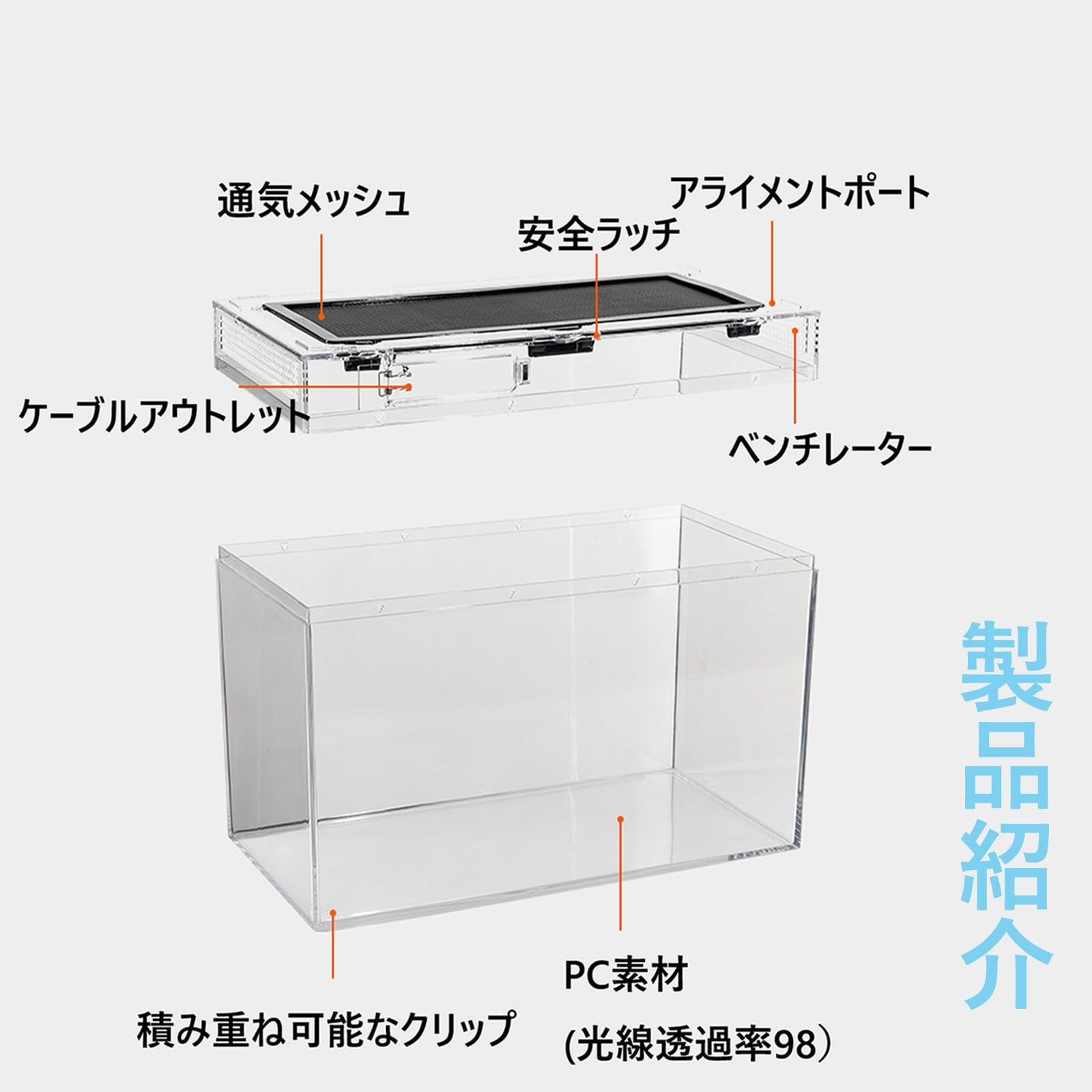 Amazon.co.jp: ケージ 爬虫類 飼育ケージ、20x20x18CM、30x18x22CM