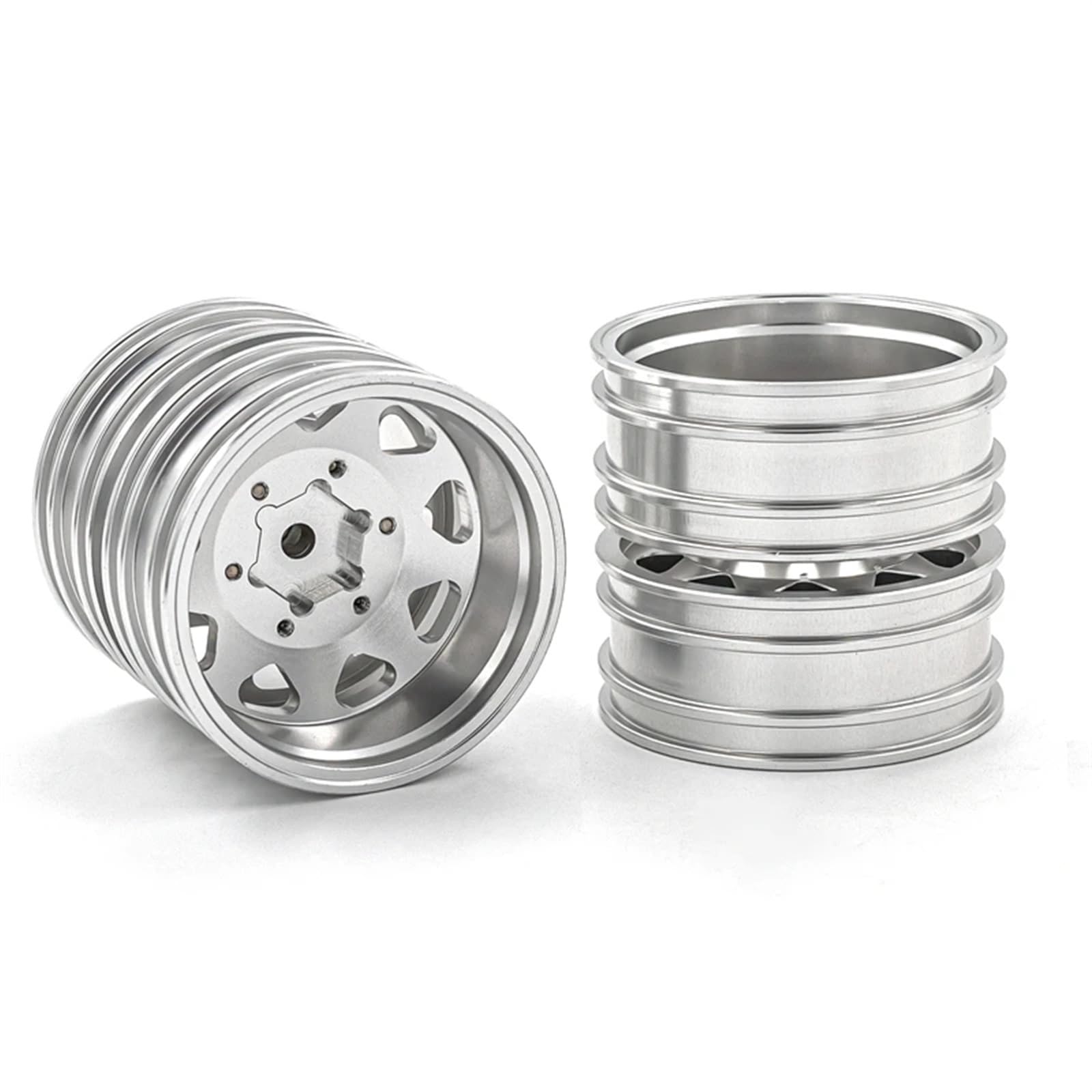 RC Pneus Jante Compatible avec Tamiya 1/14 RC Camion Benne Voiture 1 Paire en Alliage D'aluminium Avant Arrière CNC Roues Métal Jante Accessoires De