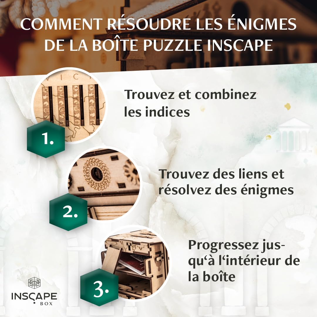 INSCAPE Caesar's Riches Puzzle Boîte Escape Room en Bois pour Adultes