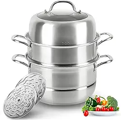 Panela a Vapor de Aço Inoxidável, Panela de Cozimento a Vapor de 3 Camadas, Panela para Cozinhar a Vapor, Panela Vapor Legumes para Cozinhar Vegetais, Ensopados E Massas, Sopas, Frutos Do Mar