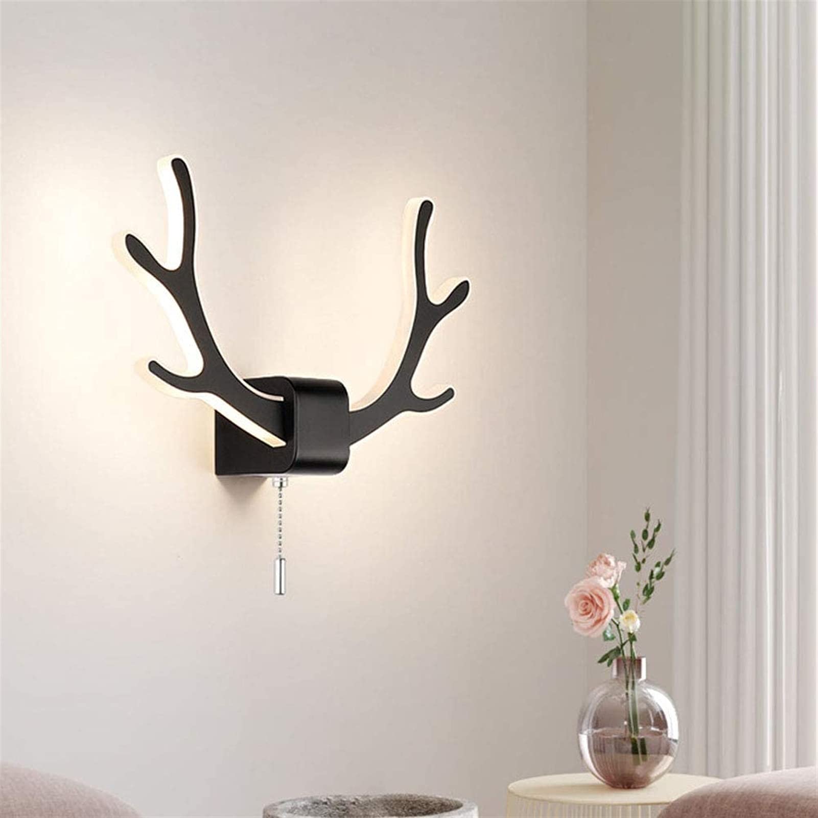 SXWNBIFH wall lamp Wall Lamps,Modern Led Wall Lights,Deer Antler Wall Light Fitting, Indoor Sconce 8W Bedside Wall Lamp Background Wall Lighting for Living Room/Bedroom/Study/Corridor/Aisle/Wood/2700