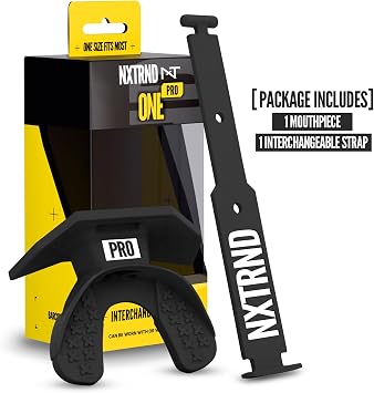 Nxtrnd One Pro Football Mouth Guard, Interchangeable Strap, Fits Adult & Youth (Black)
