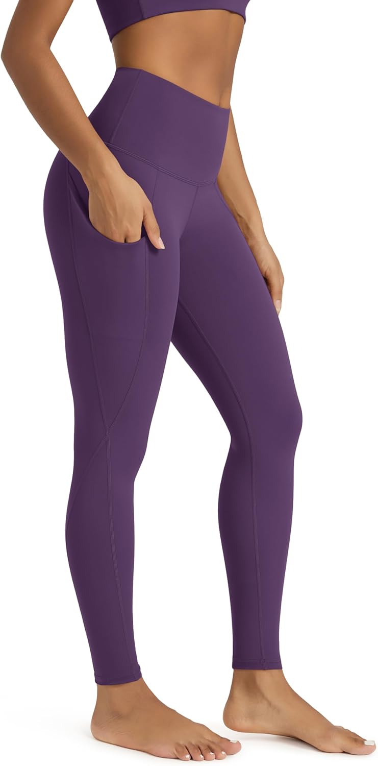 ODODOS Women's High Waisted Yoga Leggings with Pockets, Tummy Control Non See Through Workout Athletic Running Yoga Pants