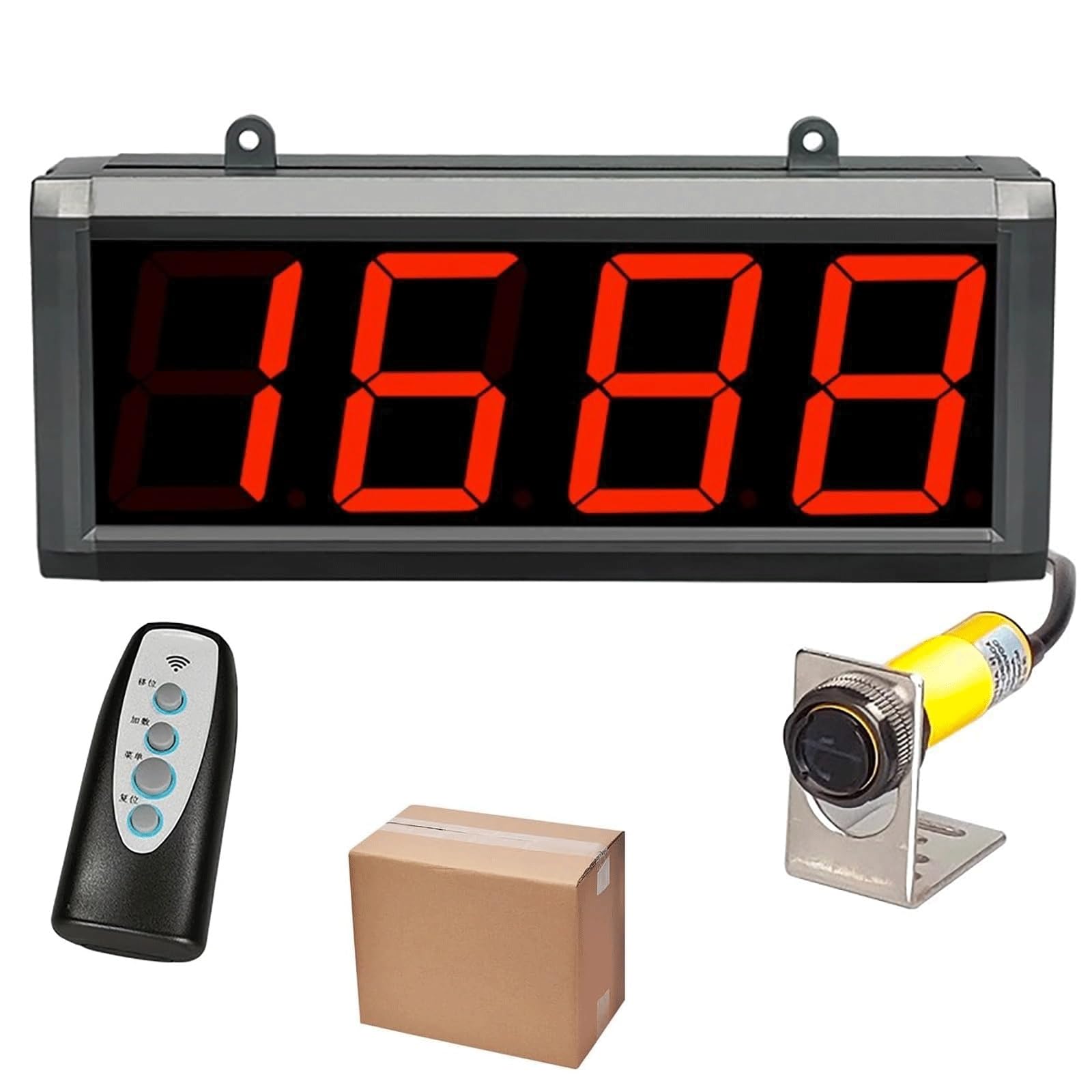 Contatore Digitale con Display LED a 4 cifre e Telecomando, Conta Fino a 9999, Ideale per fabbriche, officine, parcheggi, Nastri trasportatori, Linee di Produzione,