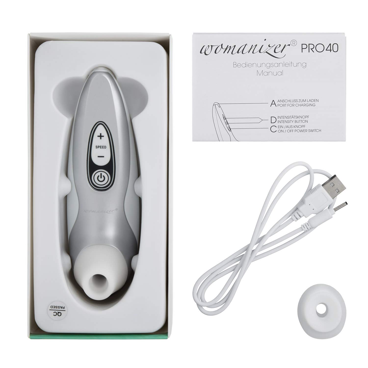 Womanizer Pro40 Succionador de clítoris - Estimulador de clítoris femenino con 6 niveles de intensidad - Succionador mujer sumergible - Vibrador recargable para mujeres y para parejas