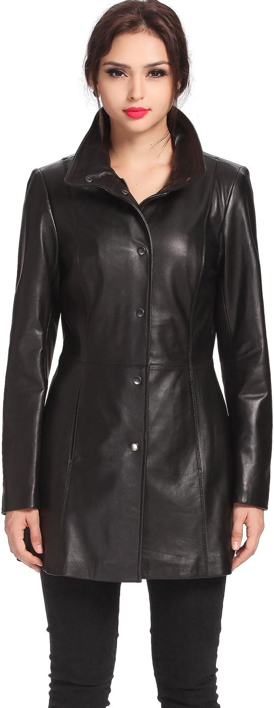 BGSD Women Jocelyn Lambskin Leather Car Coat (Also available in Plus Size & Petite)