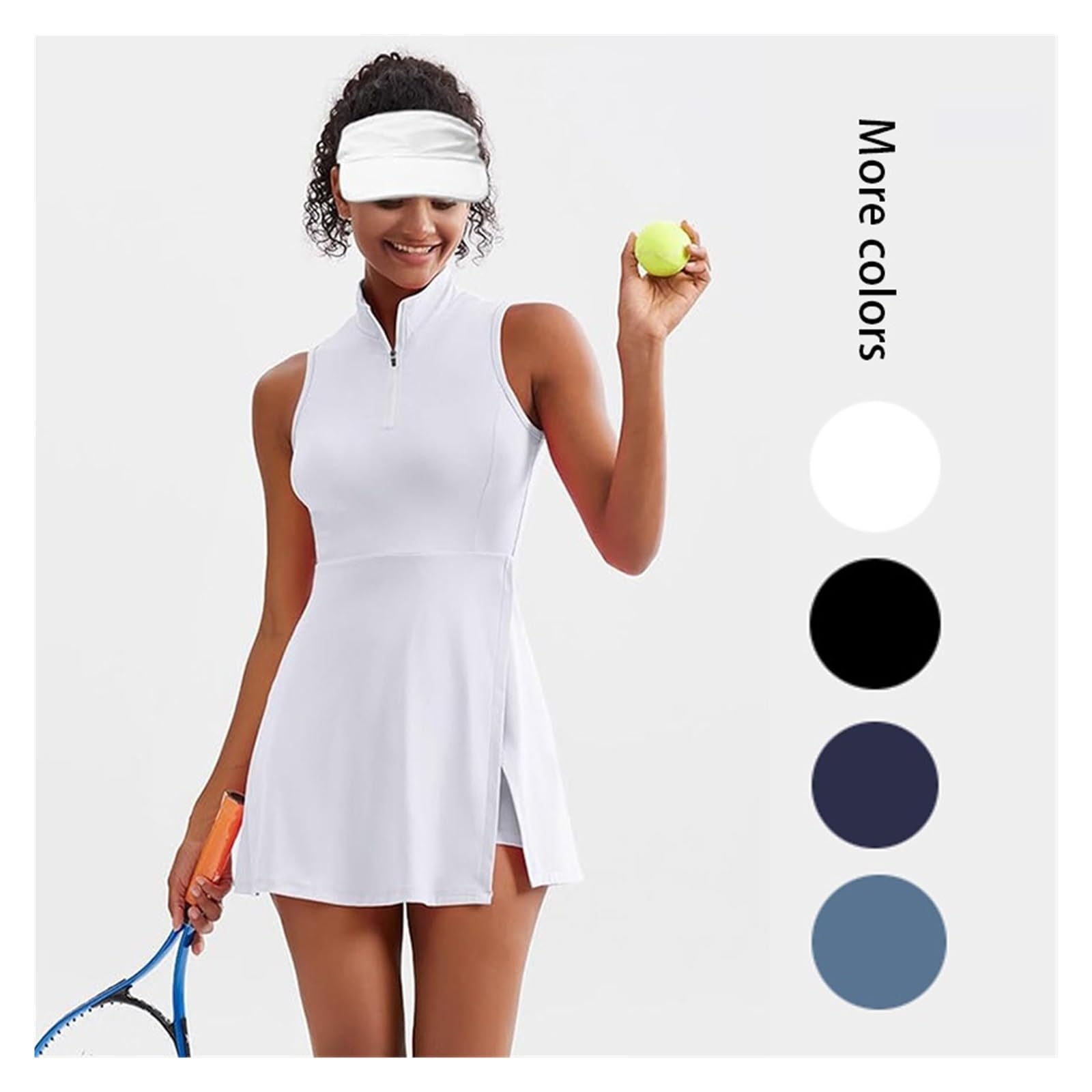 Robe De Tennis pour Femme 2-in-1 Tennis Golf Sports Dress Polo Collar Design Women's Fitness
