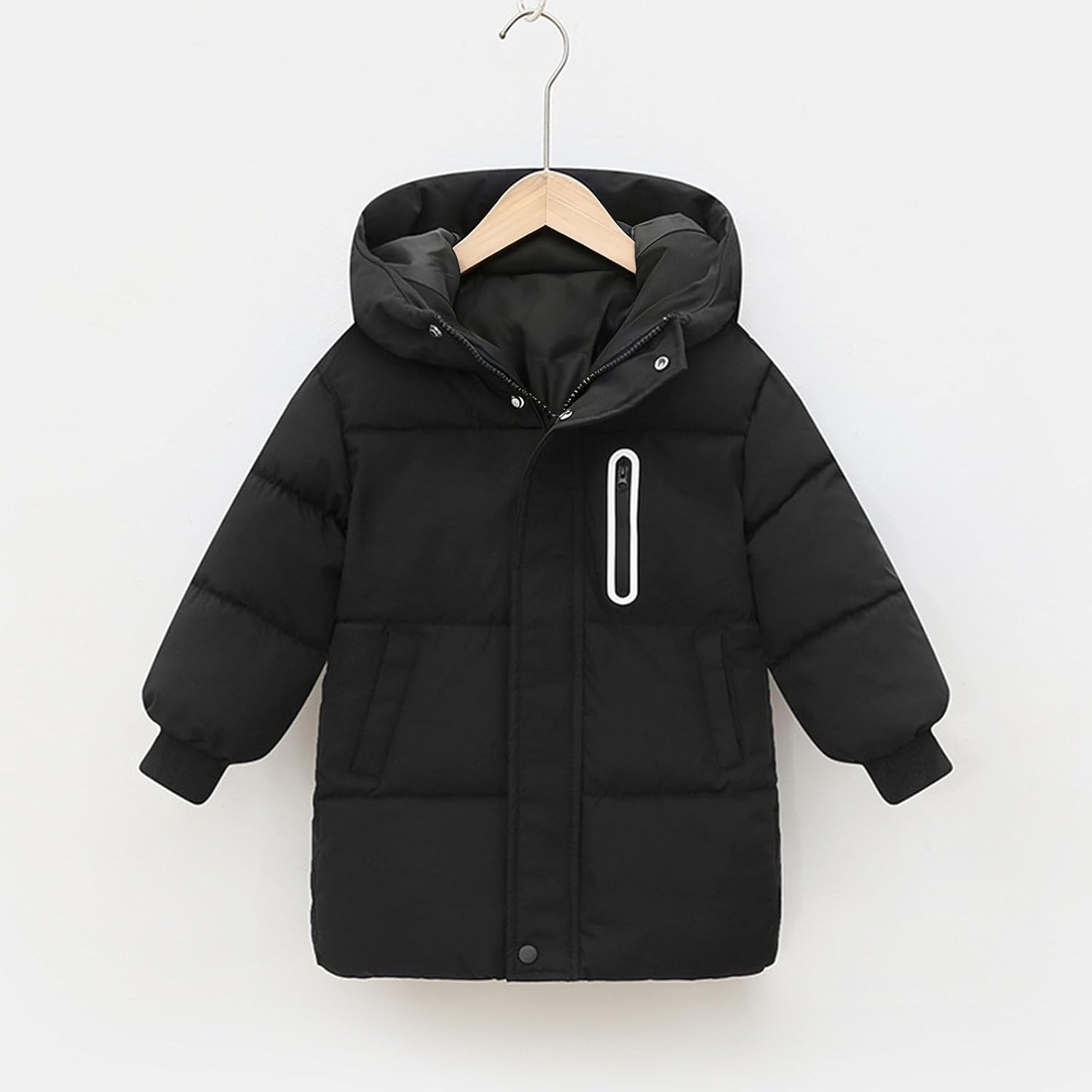 [Yidaify] ジャケット キッズ 中綿コート 軽量 暖かい ダウンジャケット 膝丈 ロングコート 無地 おしゃれ ジップアップ