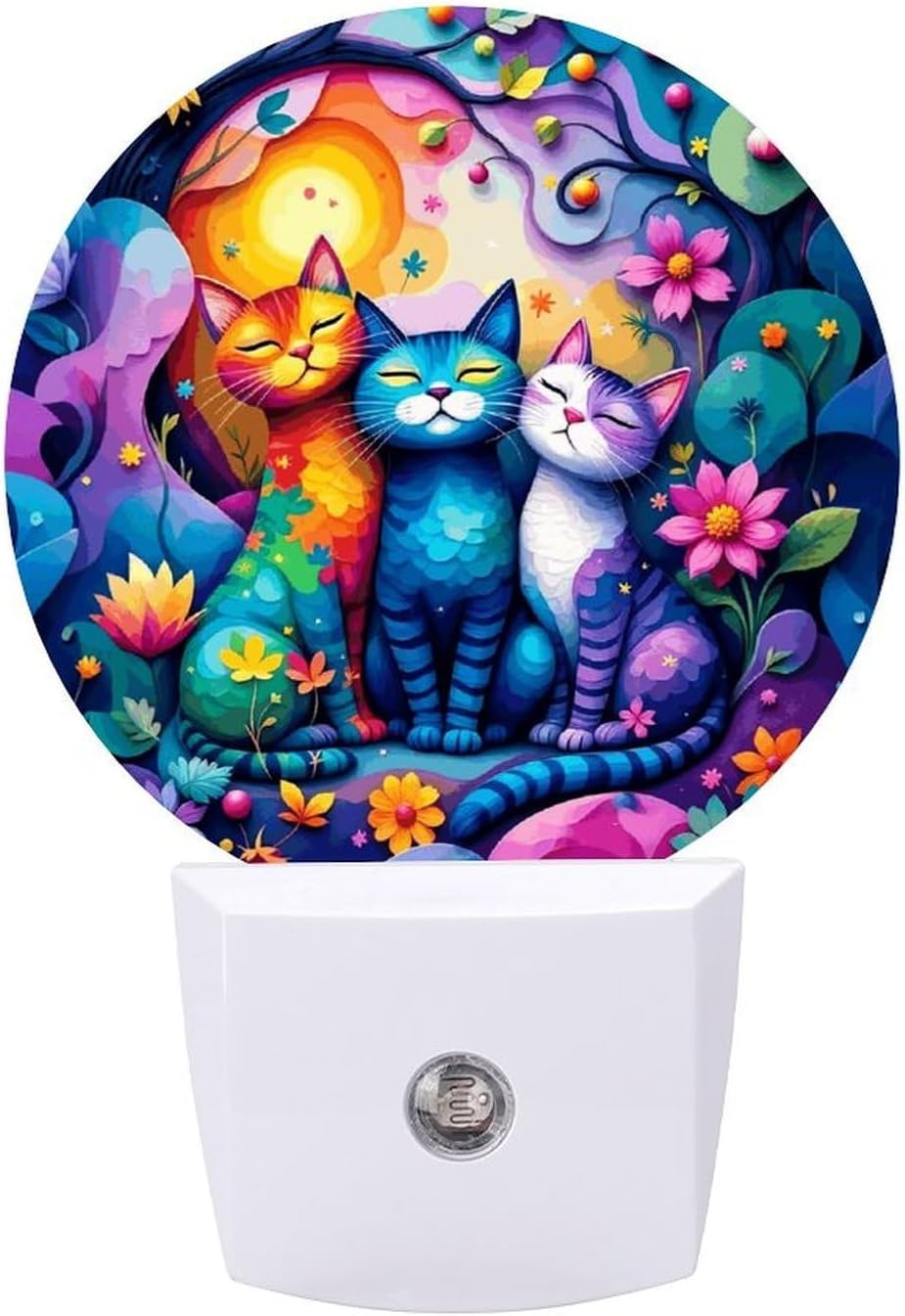 Colorful Cat LED Night Light Plug-In Wall Nightlight, Decor 11.2x5x7.5cm