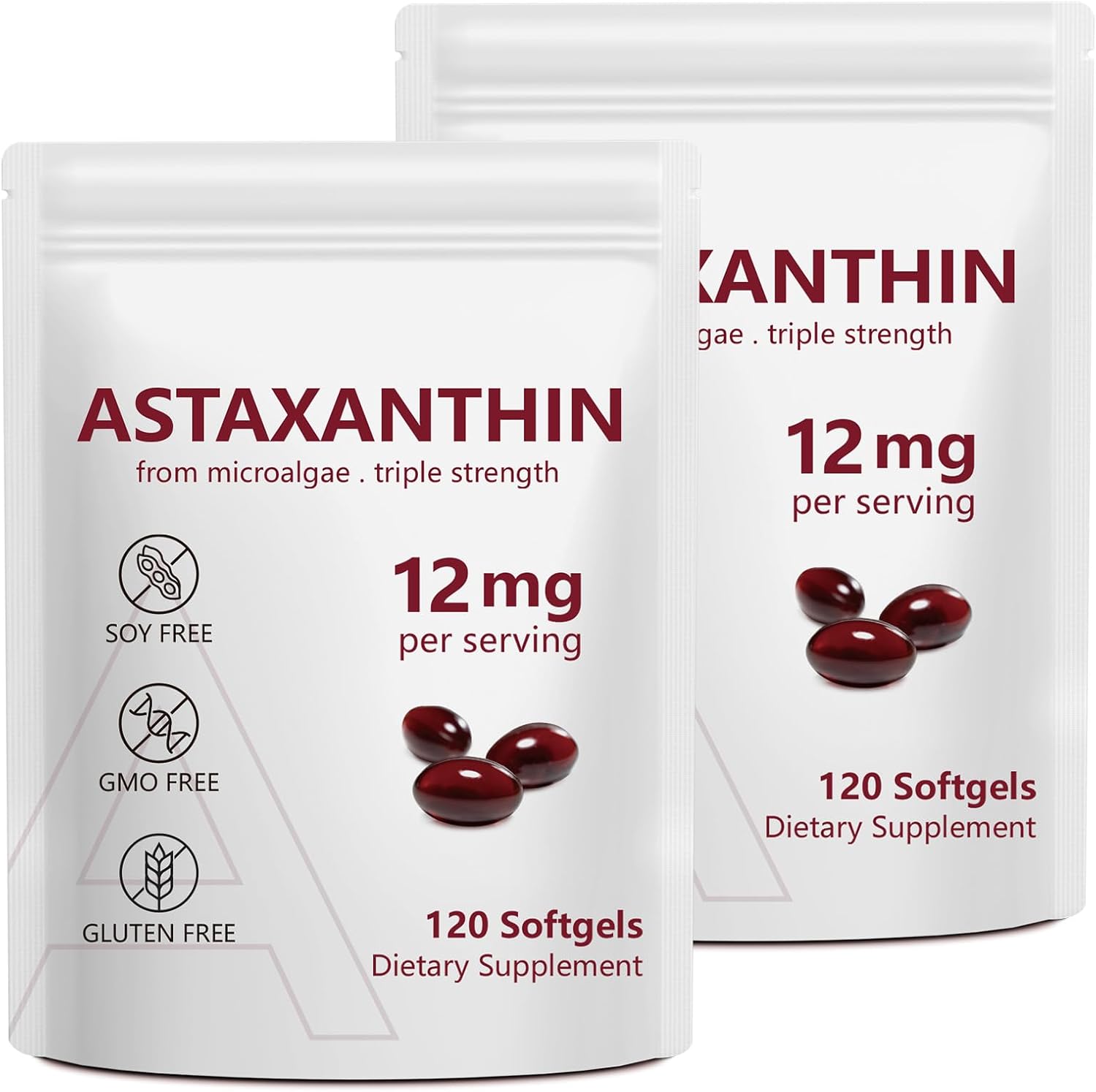 2 Pack Astaxanthin 12mg,Premium Astaxanthin Antioxidant Supplements with Antioxidant Activity, Supports Eye, Immune, Joint, Skin Health, Internal Circulation