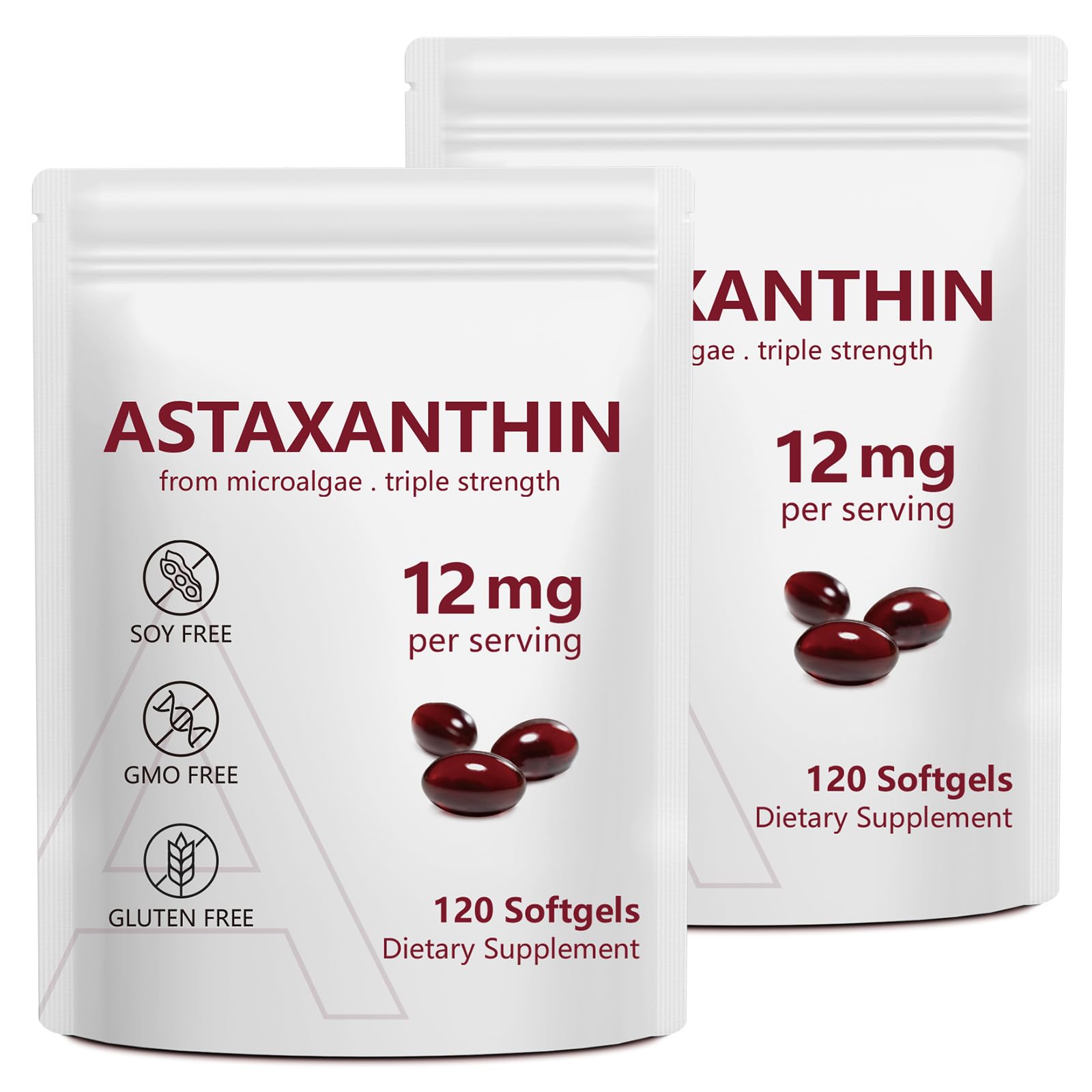 2 Pack Astaxanthin 12mg 120 Softgels