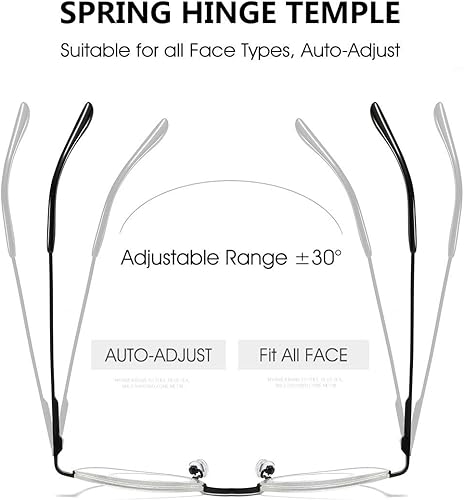 Miniatura 8 de VEVESMUNDO Lentes de lectura de metal de media luna con marco semi sin montura para hombres y mujeres