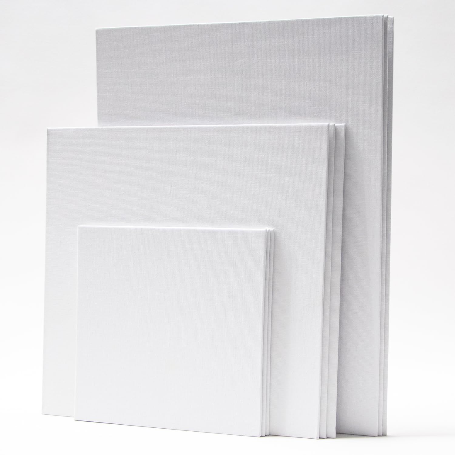 Set di 9 cartoncini per artisti, da dipingere, da 3 pezzi, 20 x 20 cm, 30 x 30 cm e 30 x 40 cm, tela pre-primerizzata in 100% cotone, lavorata in cartone mall, 2 strati di colore bianco