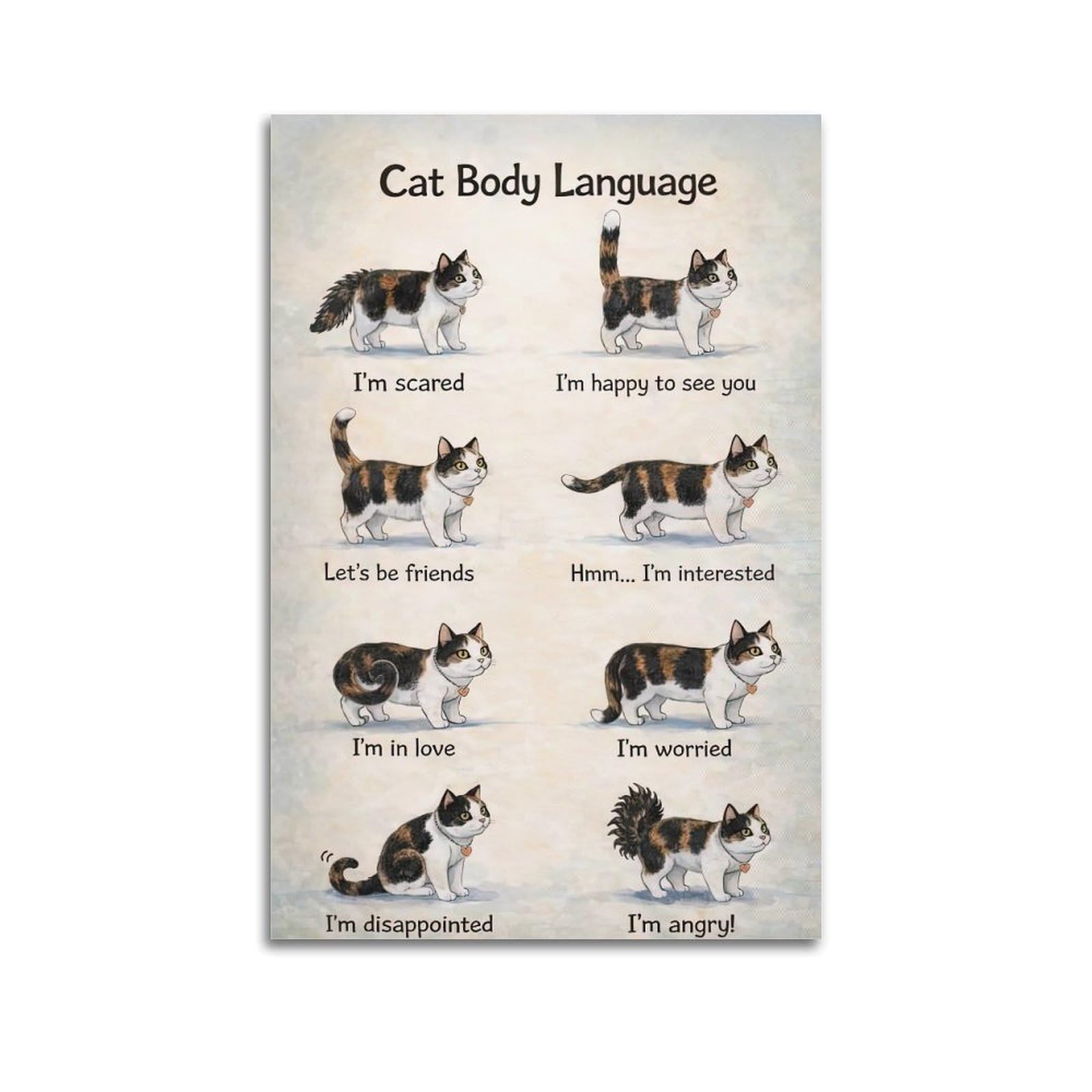ESTE Cat Body Language Vintage Artwork Poster Decorative Painting Canvas Modern Art Picture 24x36inch(60x90cm)