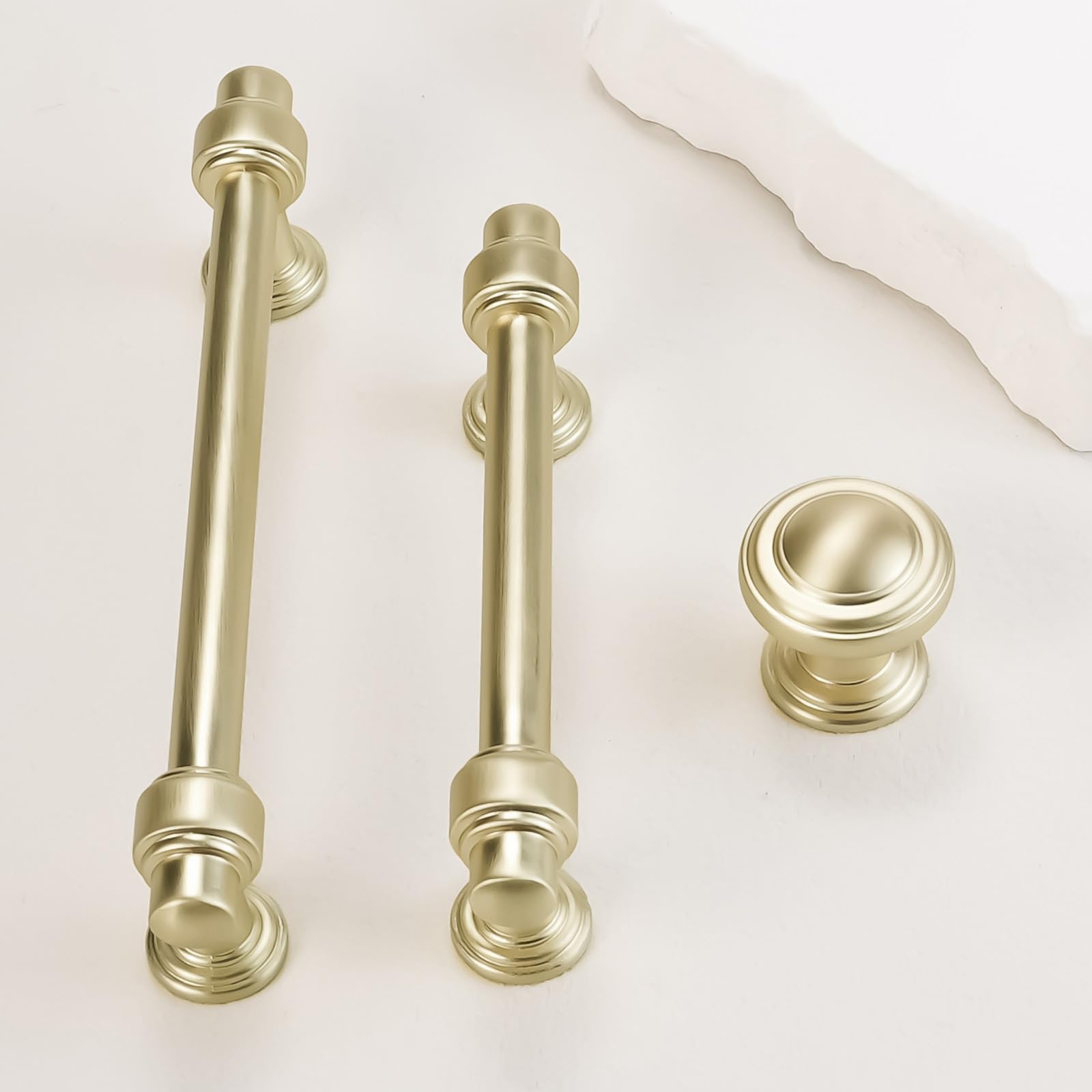 10 Poignées De Meuble En Laiton Brossé, Entraxe De 5 Pouces (128 Mm) – Tirage Doré, Quincaillerie De Cuisine, Armoire Et Commode