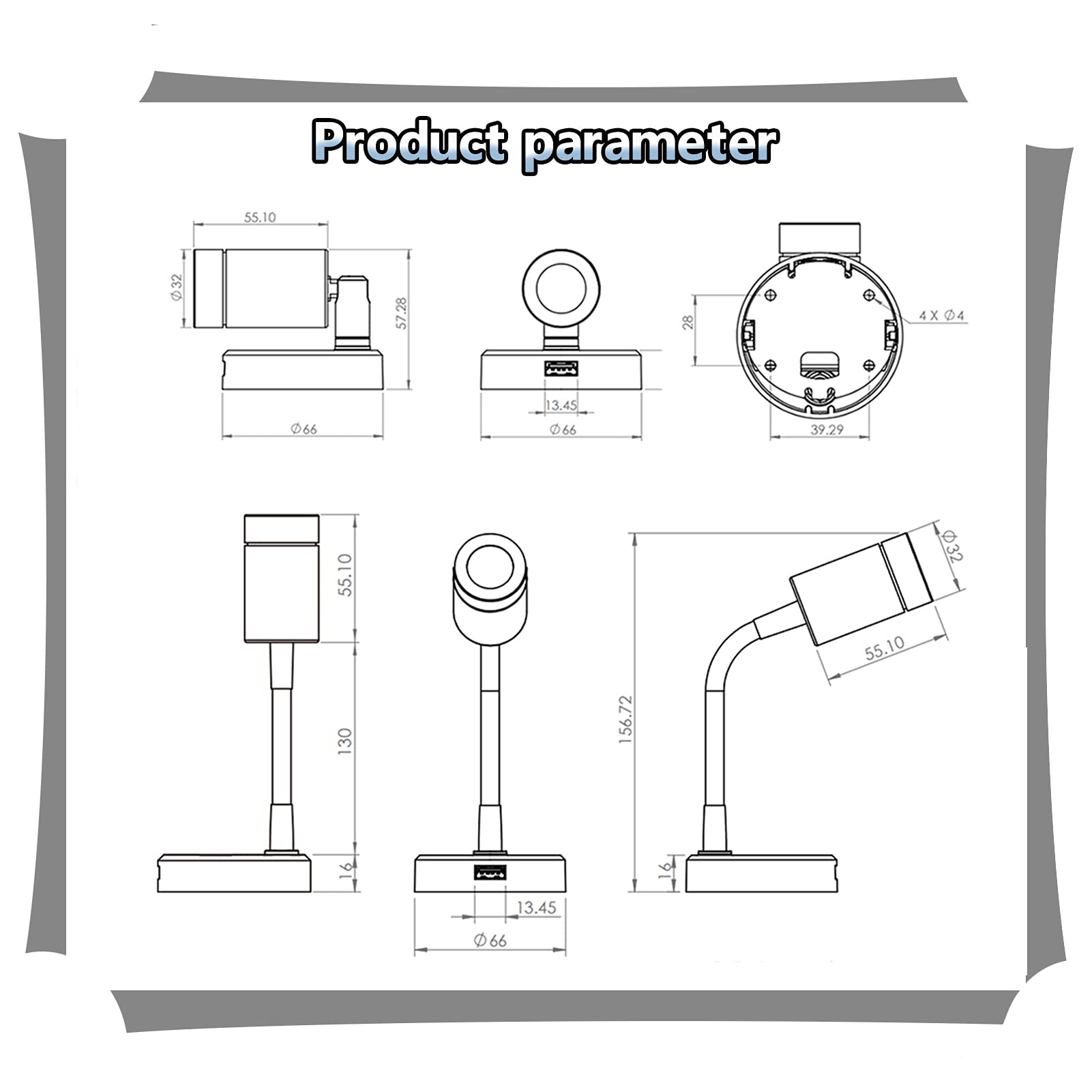 Luz de Lectura Puntual Led, Luces de Lectura con AtenuacióN Continua para VehíCulos Recreativos, LáMpara de Noche Led, Interruptor Ajustable AutomóViles,A