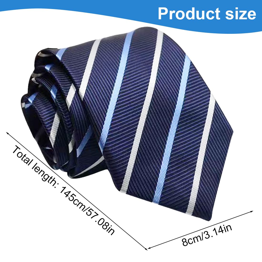 Cravatta Uomo Classica A Righe Bianche E Nere, Intrecciata In Puro Jacquard Di Seta, Taglio Classico