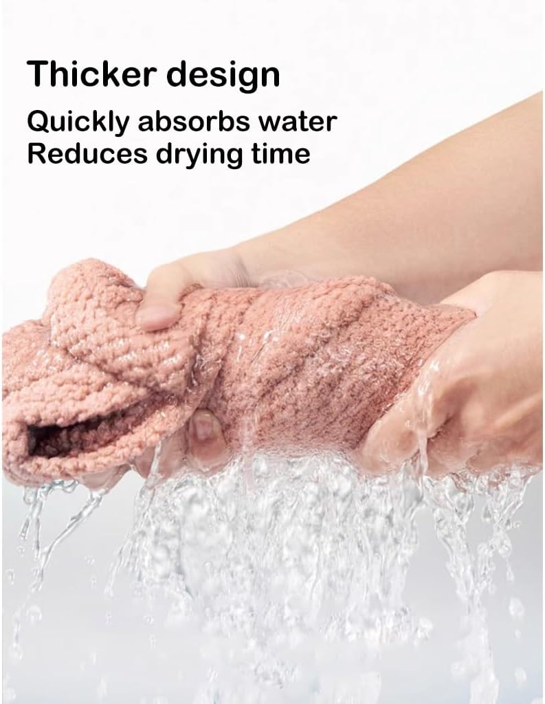 KITCISSL 2pcs Dry Hair Cap Female Hair Drying Towel Wrap Hair Towels for Long Hair, Hair Drying Towels Quick-Drying Hair Towel Wrap Double Layer Thickened Towel Wrap for Women(A)