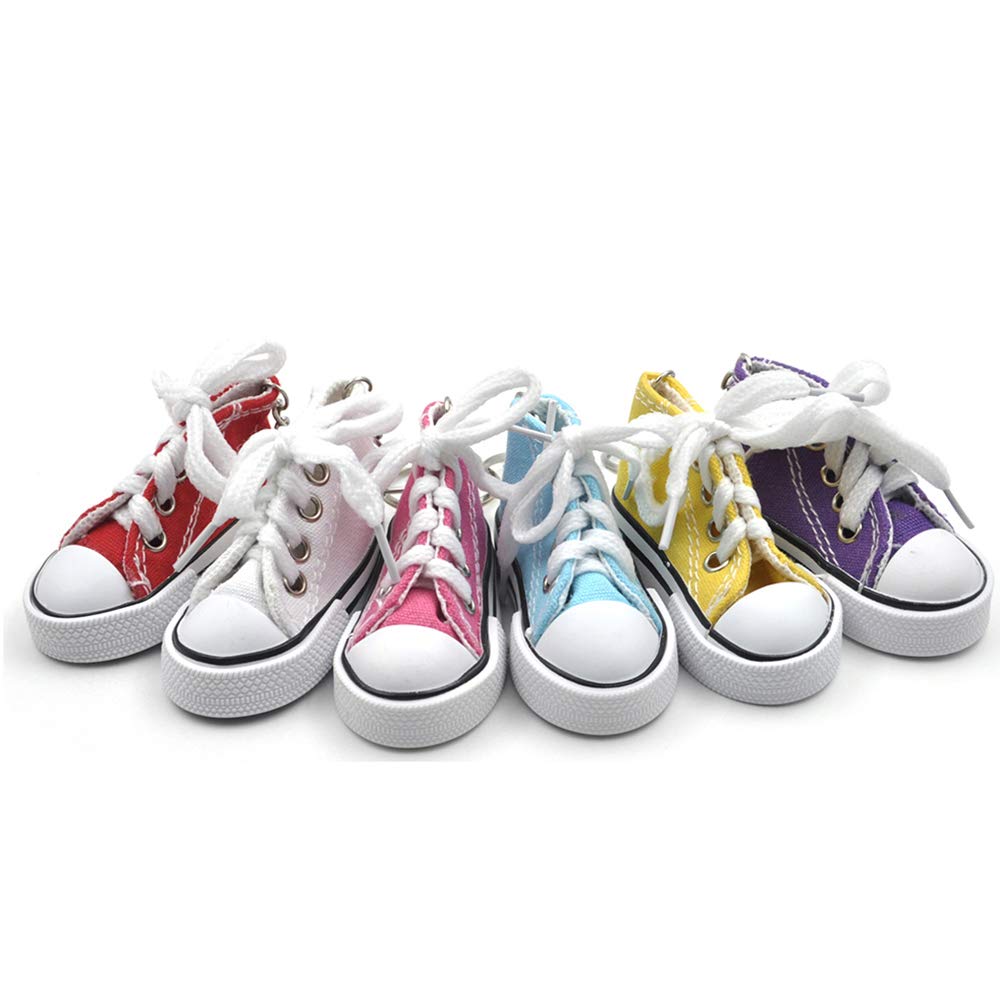 MukaMuka 24PCS Mini Canvas Sneaker Keychains, 3" Shoes Key Ring, Festival Decorations for Party - Random Colors