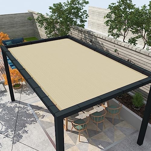 Awnpro 10' x 30' Sun Shade Sail Straight Edge Sun Shade Canopy with Grommets Sunlight Block Shade Cover for Outdoor Pergola Patio Backyard Garden (Beige,240GSM)