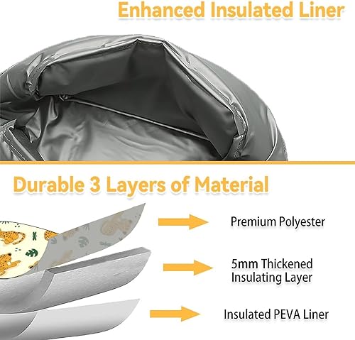 Miniatura 5 de Lonchera con estampado de guepardo, reutilizable, aislada, con correa para el hombro y bolsillos, lonchera pequeña amarilla linda para niños,