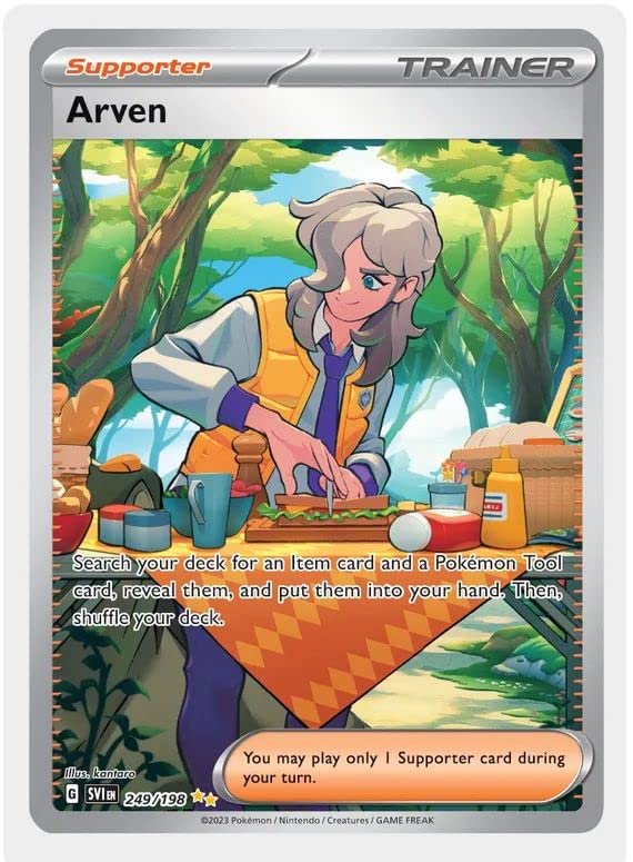 arvin pokemon card Arven - 235/091 - Paldean Fates Violet Base Set Singles Arven 249/198 Pokemon Rare Card