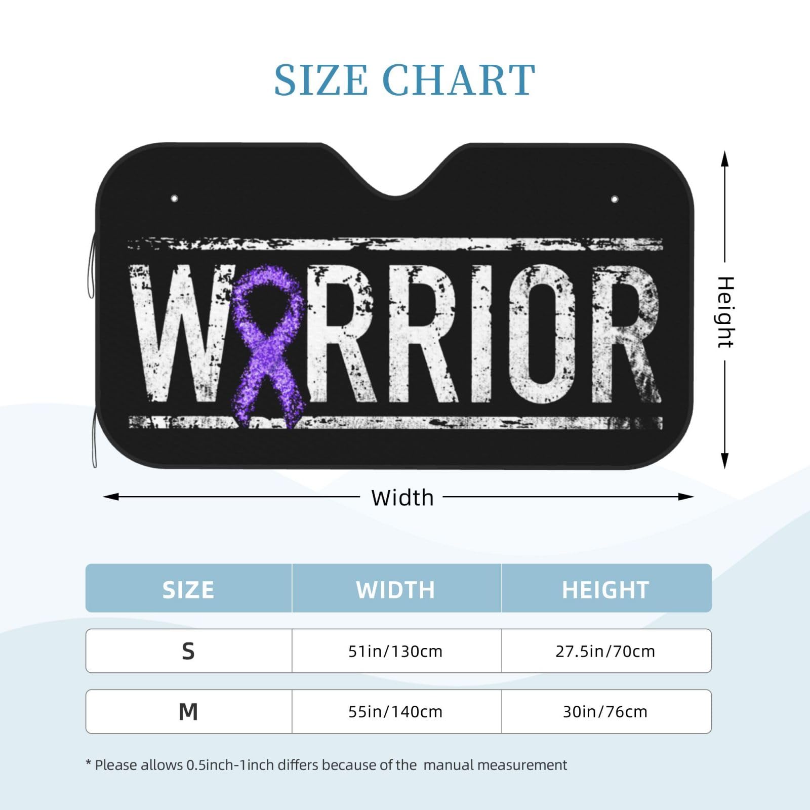 Stomach Cancer Warrior Aweareness Ribbon Foldable Car Windshield Sunshade Blocks Heat and Sun Glare Uv Rays