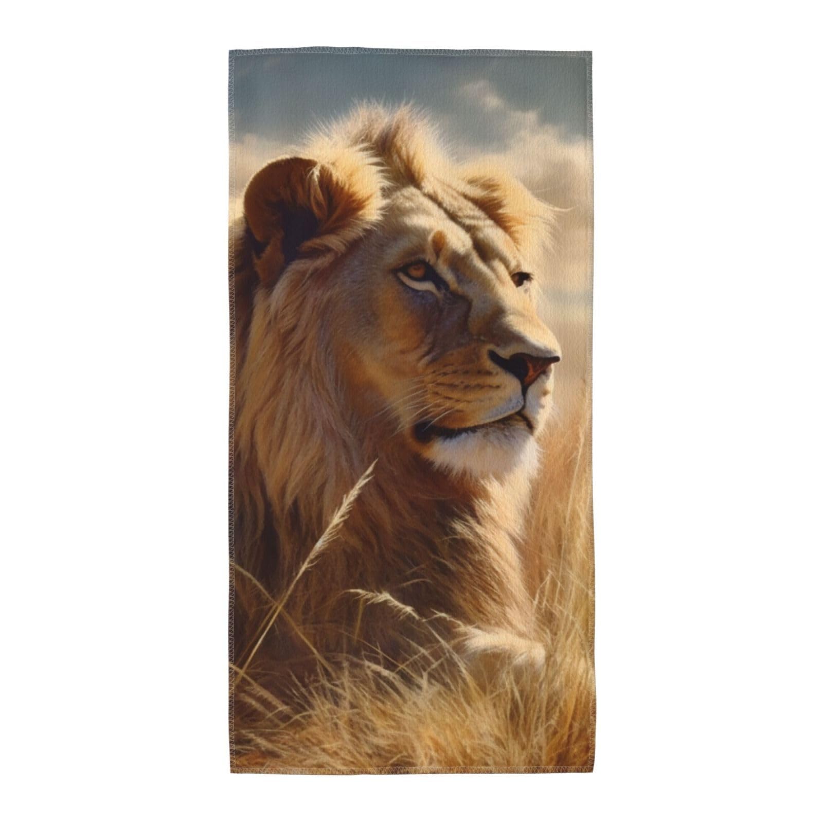 FekiLoot Absorbent Hand Towels 12"X24" Decorative Bathroom Towel Soft Microfiber Face Towel Prairie Lion Dish Kitchen Towels for Bathroom Kitchen Hotel Spa Bath Towels