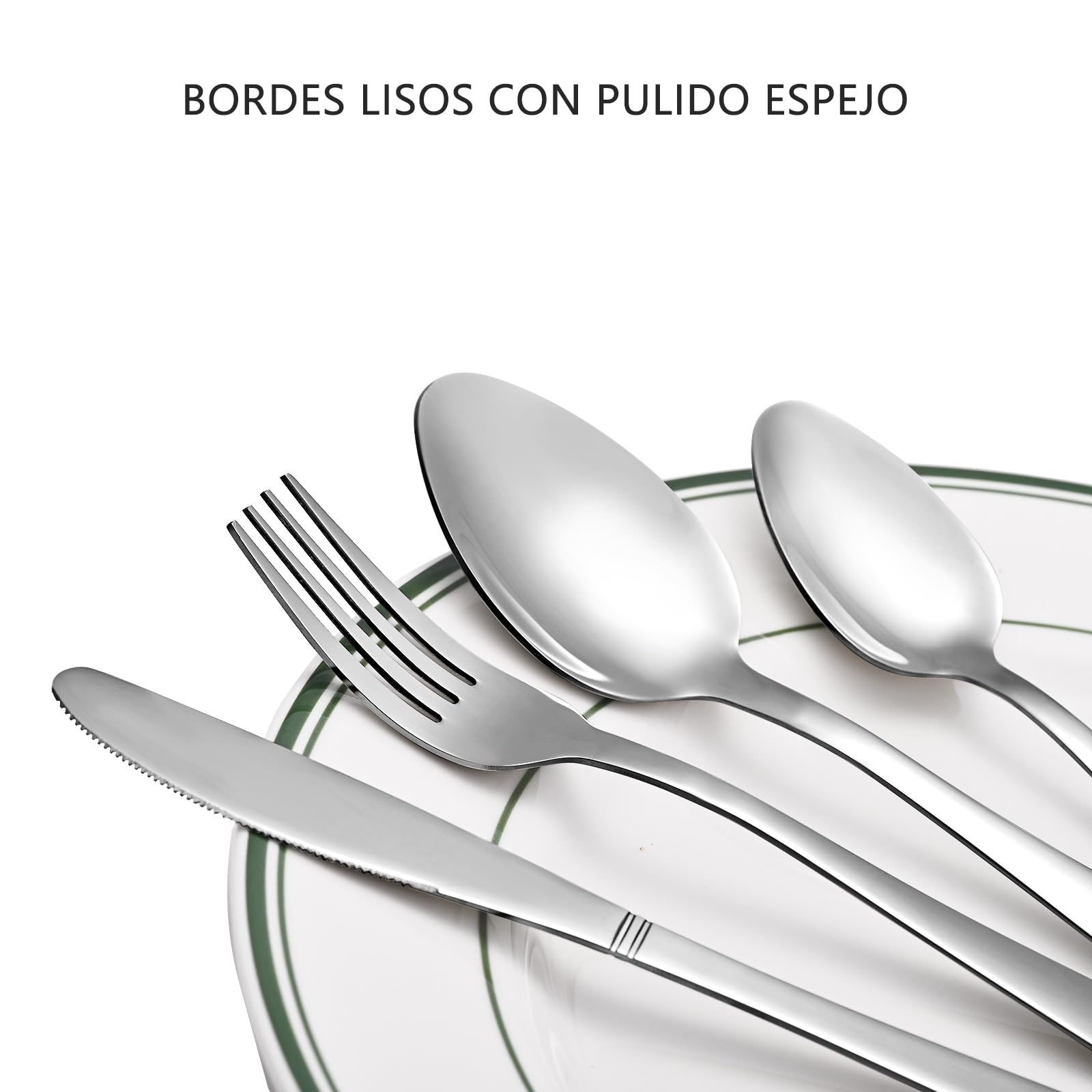 Juego de Cubiertos de Acero Inoxidable de 16 piezas -Otto Koning Hannover- pulido brillante. Cubertería para 4 personas. Set con Cuchara Cuchillo y Tenedor, Diseño Sencillo. Apto para lavavajillas