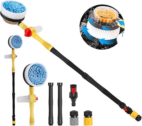 Cepillo retráctil giratorio automático 2023, cepillo de lavado de autos desmontable con mango largo, mopa giratoria de 360 para coche, espuma