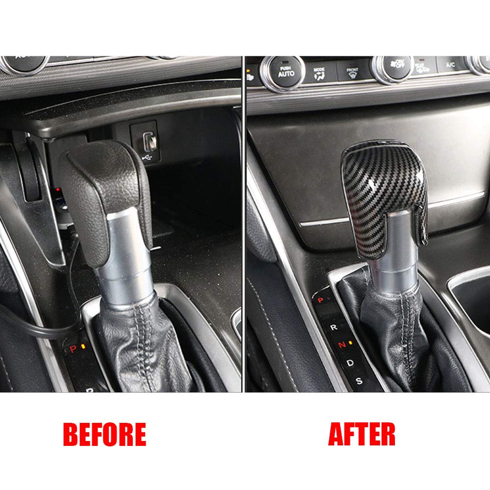 XITER ABS Car Interior Auto Gear Shift Knob Frame Cap Cover Trim Car Protect Accessories Case for Honda Accord 2018 2019 2020 2021 2022Automatic Transmission-RED