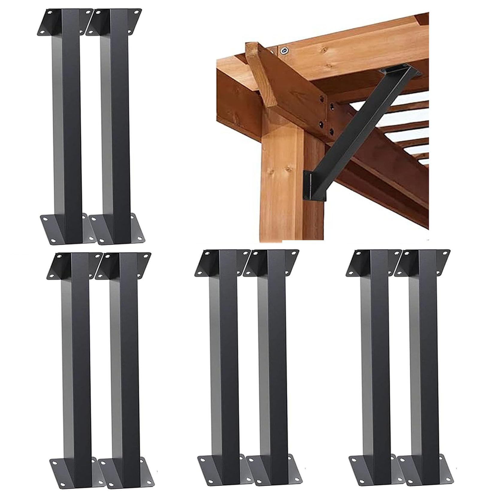 LQSYBHD Heavy Duty 45° Angle Support Brackets for Gazebos,Decks Angle Support Bracket 45 Degree Angle Support Bracket for Porches Other Wood Frame Degree Angle Pergola(Color:8pcs)