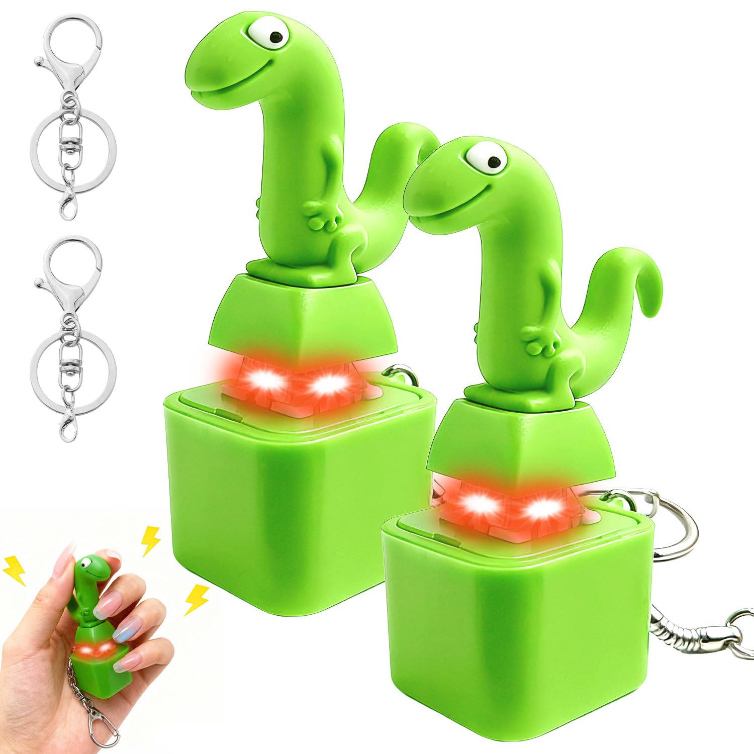 2PCS Lizard Keyboard Fidget Toys, Lizard Button Keyring, Lizard Clicker Fidget Toy with Quacking Sound & Light, Funny Sensory Stress Toys for Kids Adults Anxiety Relief Gifts — image 1