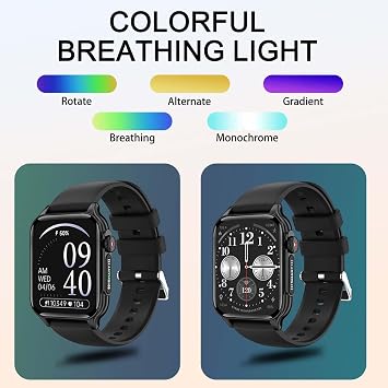 Smart Watch for Women Men, 1.96 HD Full Touch Bluetooth Calling, Fitness Smartwatch with 8 RGB LED Flashlights, 100+ Sports Modes, Heart Rate & Sleep Tracking IP67 Waterproof for Android iPhone