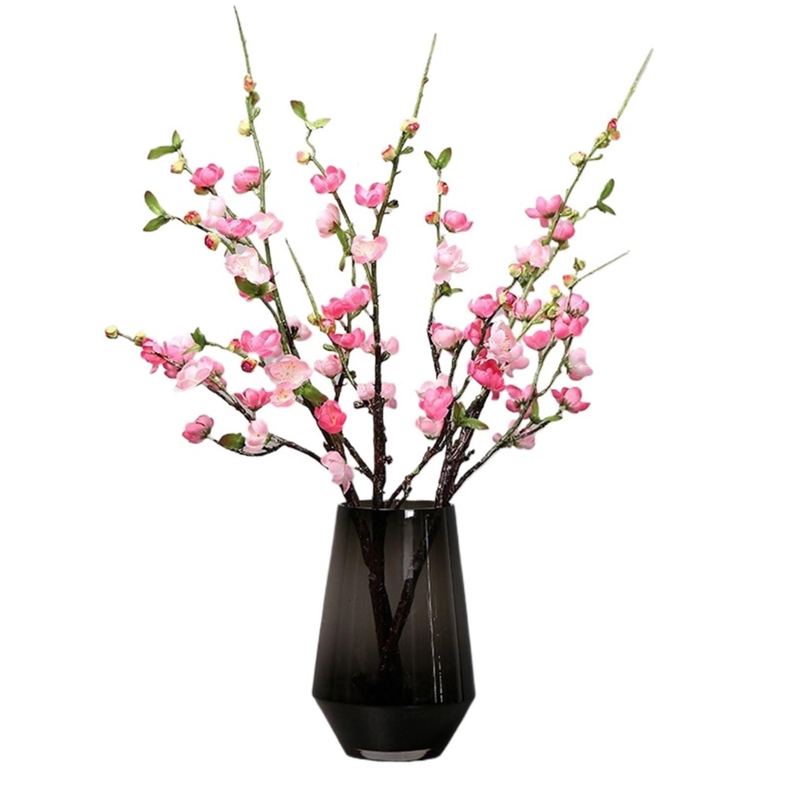 FonHNDG Artificial Flower Branches Artificial Cherry Blossom Flower Branches Silk Peach Spring for Wedding Decoration Plum Arrangement Accessories(Rose red)