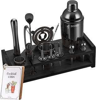 SOING 24-Piece Bartender Kit with Stand,Perfect Mixology Bar Kit Cocktail Shaker Set for Drink Mixing,Stainless Steel Bar Tools with All Needed Accessories,Recipes