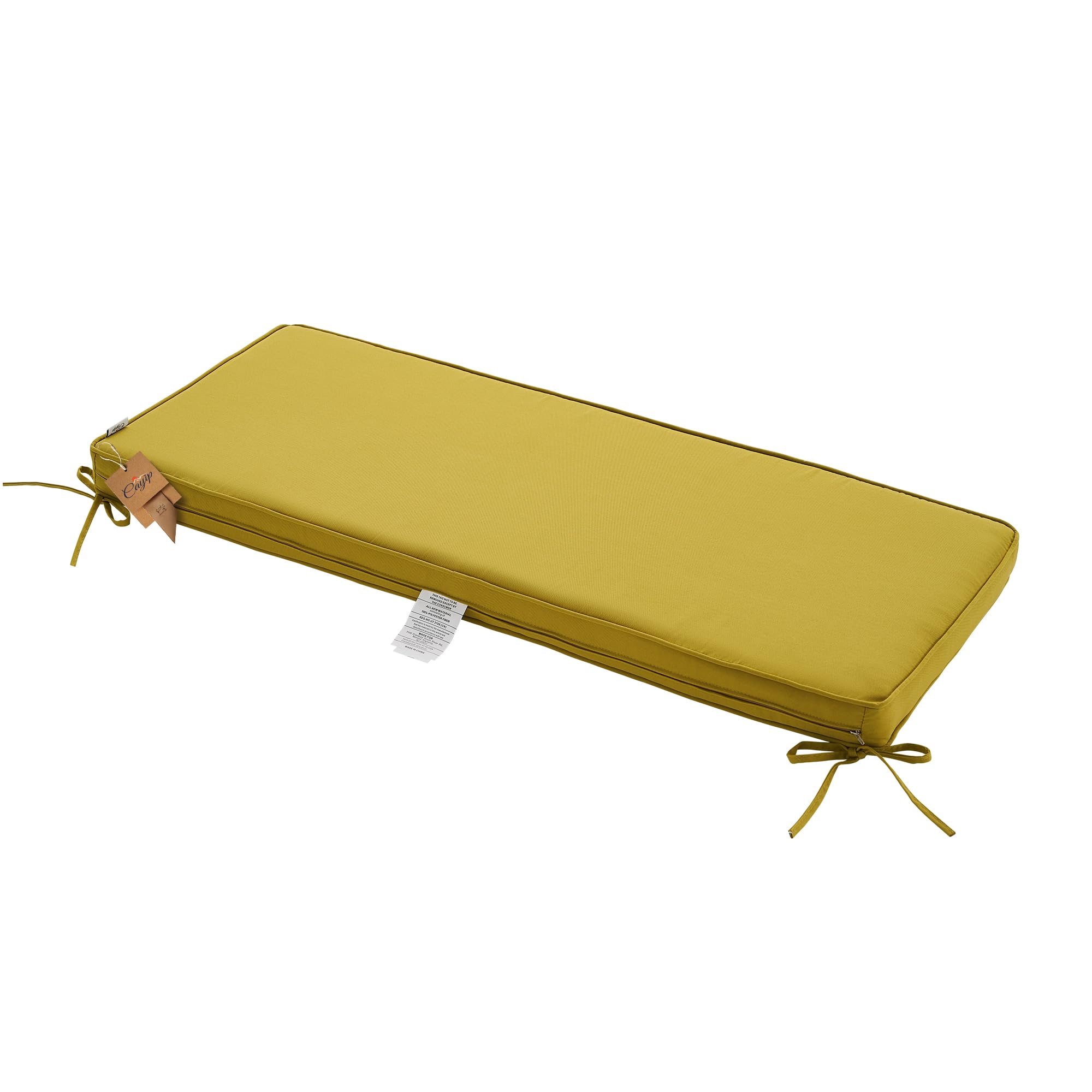 CAYIP Indoor/Outdoor Bench Cushion,Double Piping Porch Swing Cushion with Ties,45"x18"x3",Removable All Weather Cushion for Patio Furniture,Grass