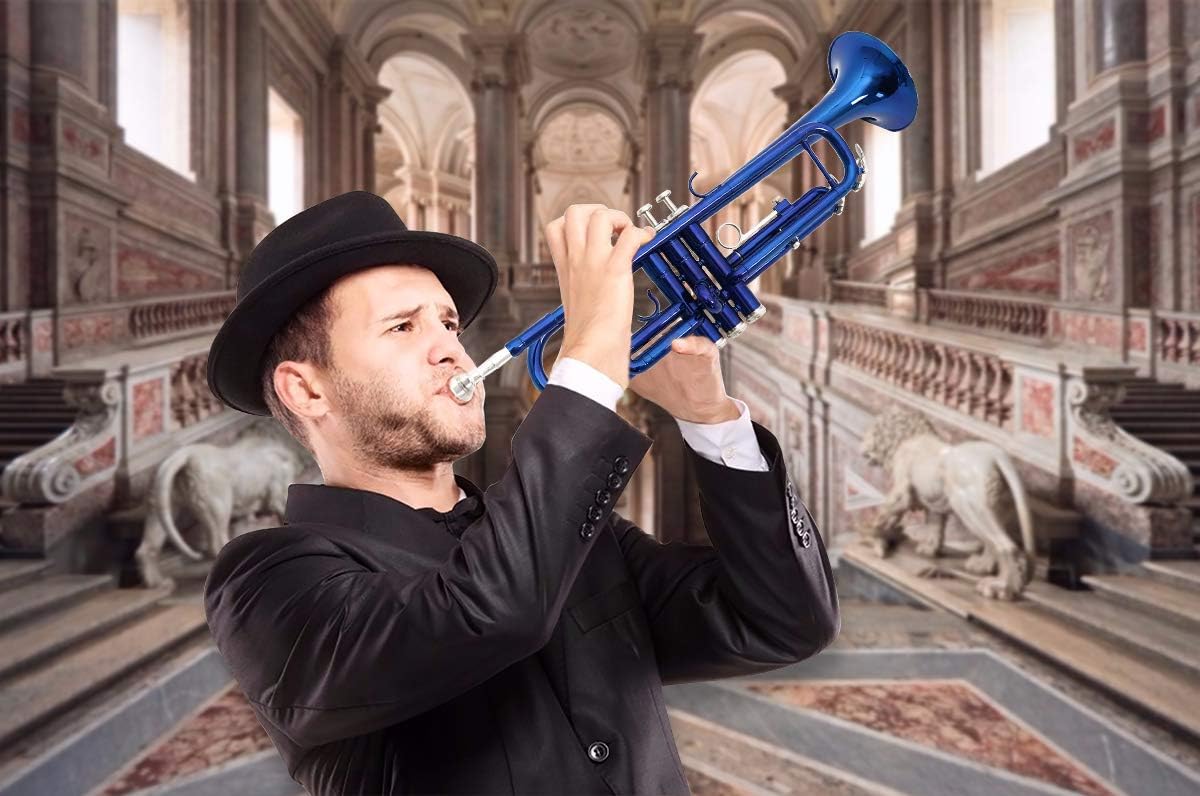 EASTROCK Bb Trumpet Standard Trumpet Set with Carrying Case,Gloves, 7C Mouthpiece and Cleaning Kit (Dark Blue)