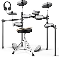 Donner DED-70 Electric Drum Set for Beginners: 150 Sounds, Quiet Mesh Pads, 9" Cymbals, USB MIDI, Type-C Portable, Full Kit w/ Throne & Melodics Lessons