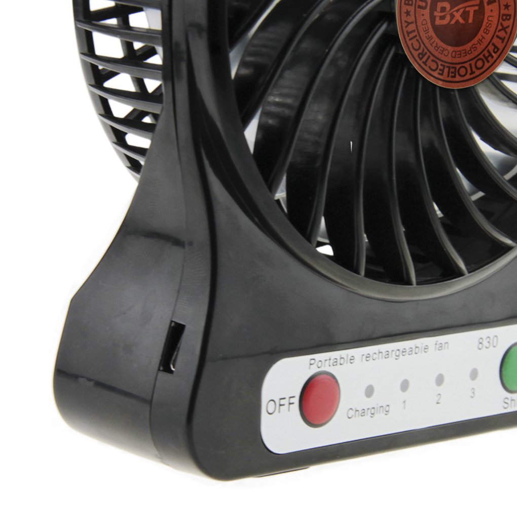 Mini Ventilatore Portatile USB Nero | Potente Ventola da Viaggio Matte