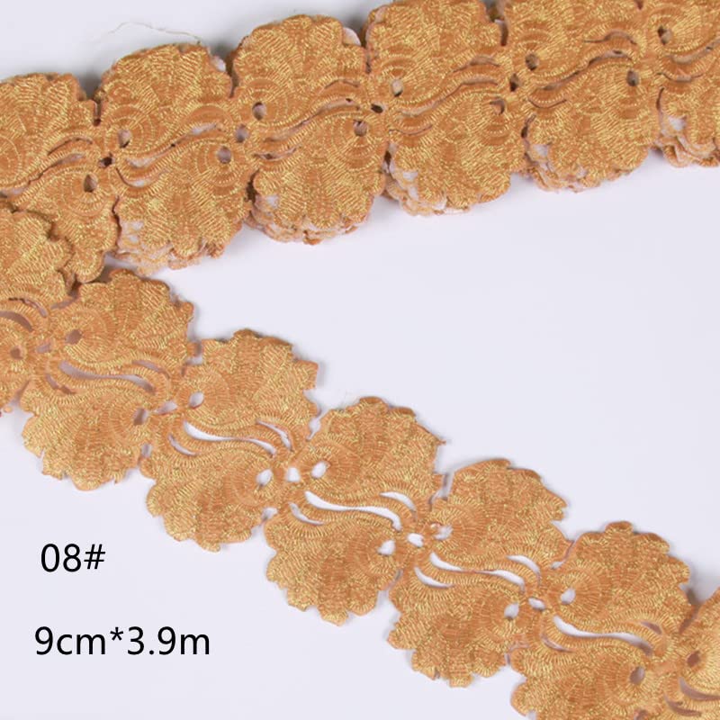 4 metri/lotto cos costume ricamo pizzo trim oro argento 3,5 cm abiti performance sul palco fai da te applique patch accessori in tessuto-14 golde
