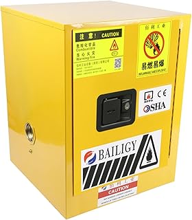 12 Gallon Yellow Safety Storage Cabinet,Manual Close Welded Cabinet for Flammable Liquid,Galvanized Steel 1 Door Manual Flammable Countertop Safety Storage Cabinet for Industrial Environments & Home