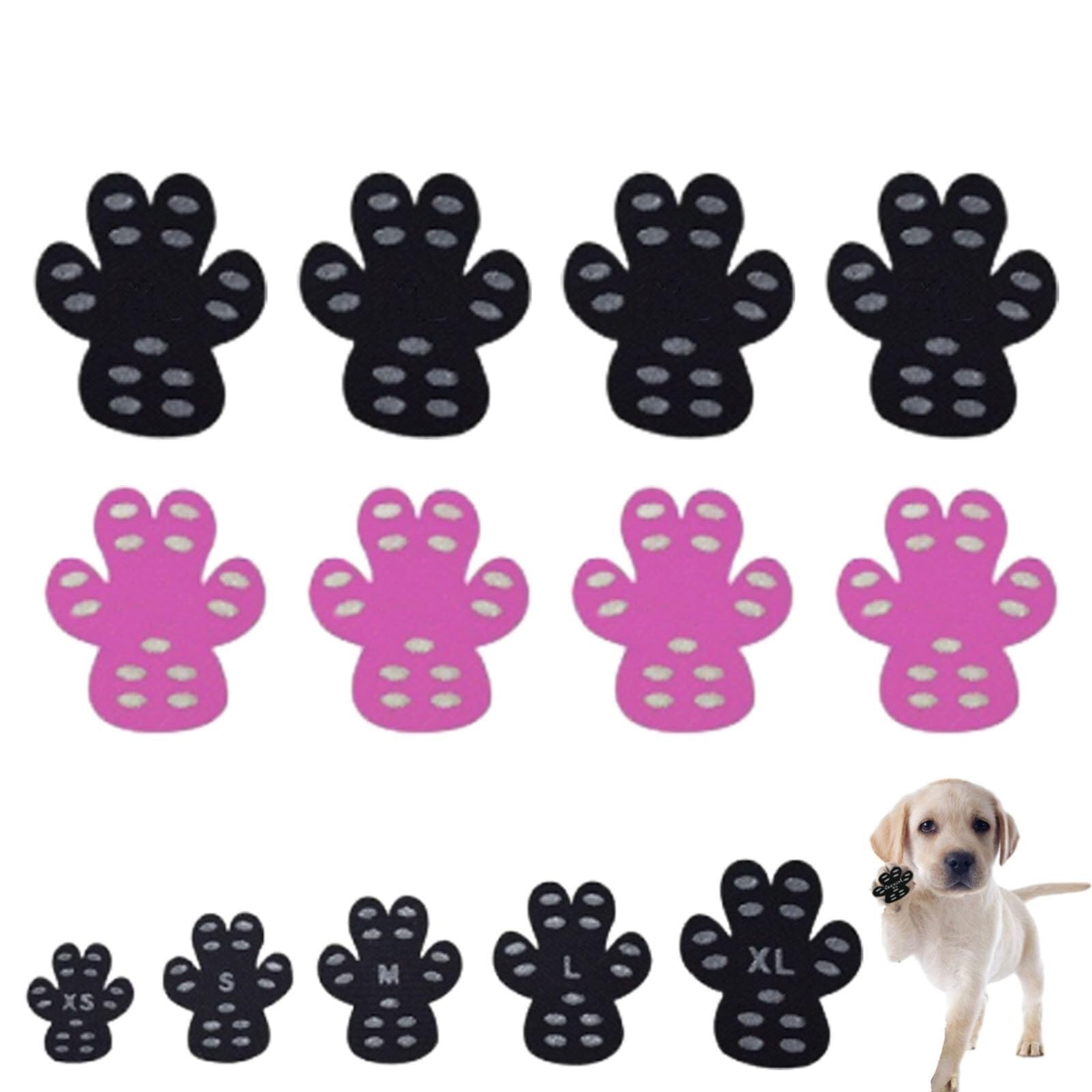 Rolipet Dog Slip Stopper Pads,Anti-Slip Dog Paw Protector,Peel And Stick Dog Shoe For Heat Pain Relief,Invisible Dog Patch Insoles,Paw Pads Protectors For Slipping On Smooth Floors(Black+pink,XL 1.96-