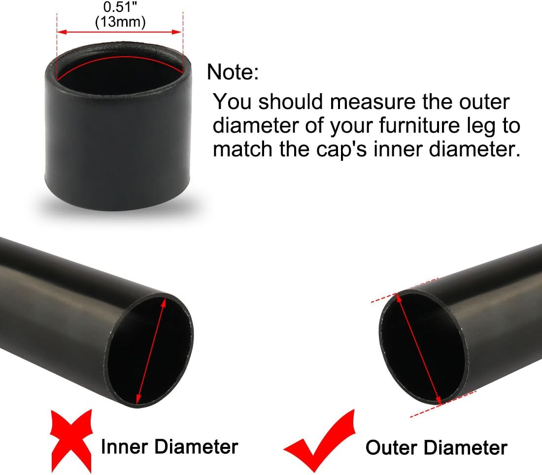 sourcingmap PVC Leg Caps Tips Cup Feet Covers 12mm 0.47" Inner Dia 12pcs Moisture Resistant Ceramic Floor Protector Non-Slip for Furniture Chair Desk Round - Image 4