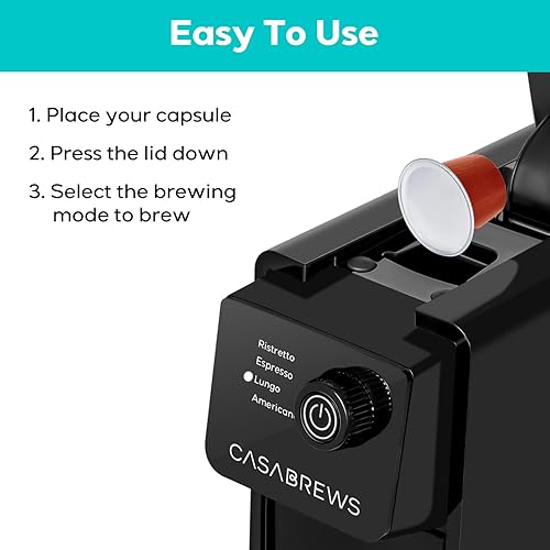 Miniatura 8 de CASABREWS Máquina de café espresso para cápsulas Nespresso Original, cafetera de 20 barras con 4 modos de preparación y tanque de agua extraíble de