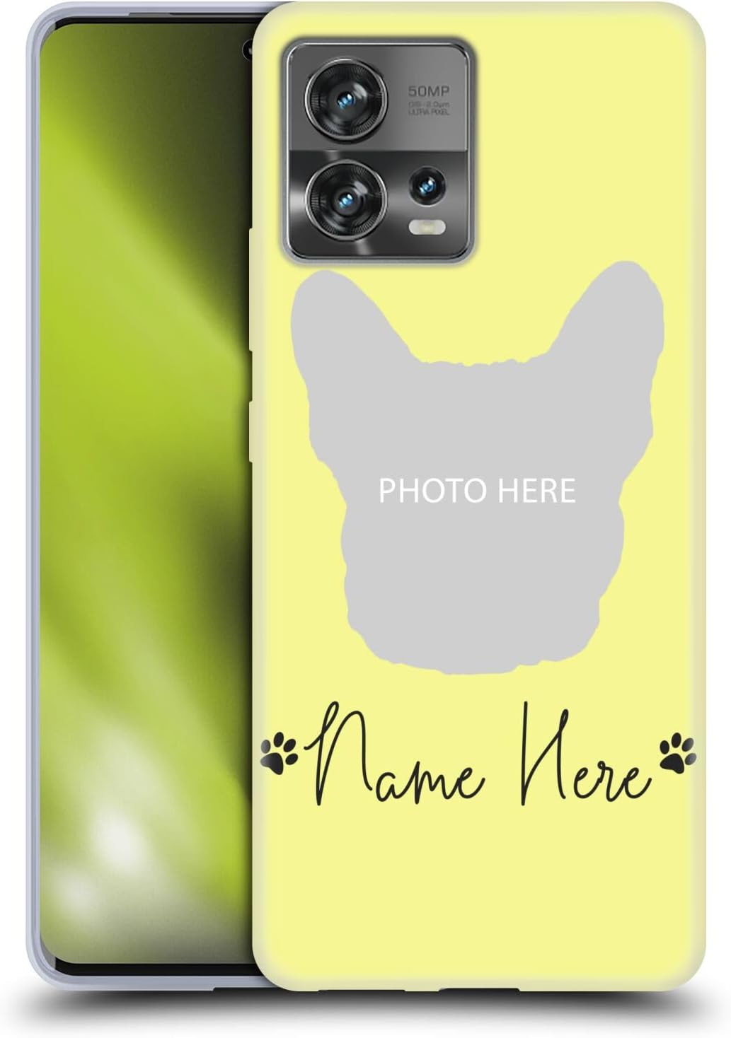 Custom Customized Personalized Pet Cases Head and Name Yellow Soft Gel Case Compatible with Motorola Moto Edge 30 Fusion