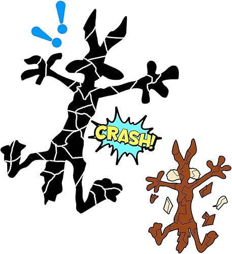 2 calcomanías reflectantes para automóvil de 10 pulgadas y 6 pulgadas, divertidas calcomanías de dibujos animados E Coyote, calcomanías para