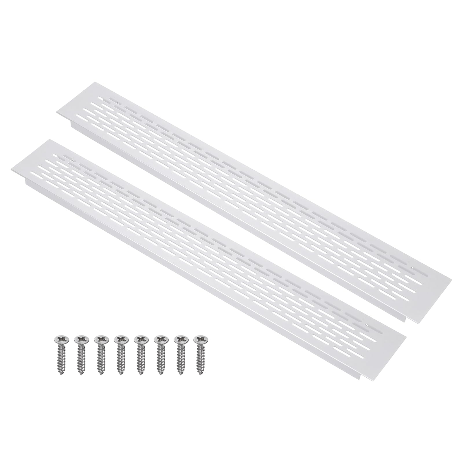 Nexarelle 2Set Door Vent Cover, 20 x 3 Inch Heavy Duty Aluminum Grille Ventilation Cover with 8 Mounting Screws for Cabinet Wardrobe Kitchen Shoe Cabinet, Silver