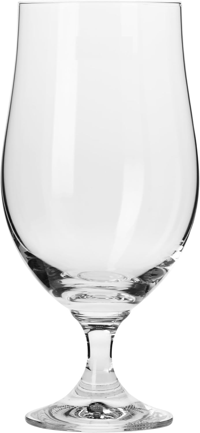 Krosno Lager Beer Glasses | Set of 6 | 16.9 oz | Harmony Collection | Perfect for Home, Restaurants and Pubs | Dishwasher Safe | Lead-Free Crystal Glass